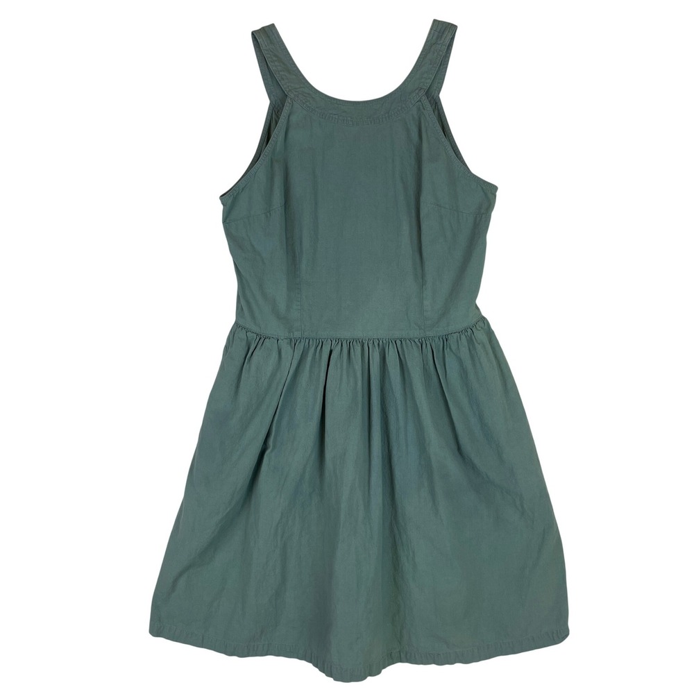 PINK MARTINI Green Cotton Fit Flare Dress Size L Pockets Sleeveless